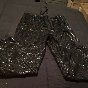 Black Sequin Kids Bottoms